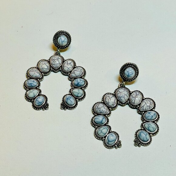 Western Boho Style Silver Concho Naja Earrings #870 - Picture 7 of 12